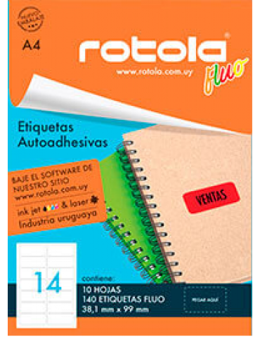 ETIQUETA ROTOLA FLUO A41/14 X10